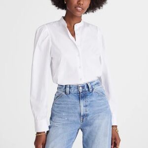 Madewell poplin puff sleeve button down shirt.